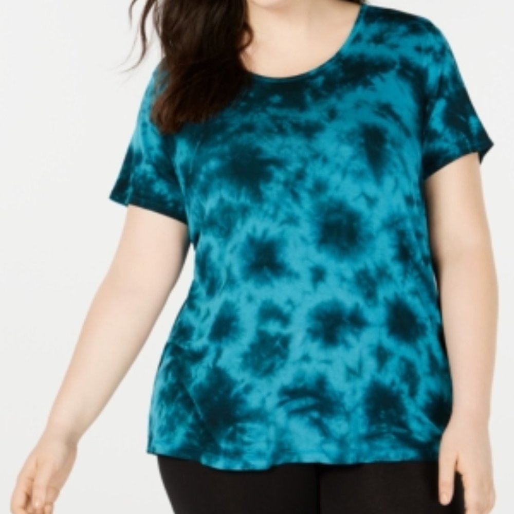 Plus Size Tie-Dyed Lattice-Back T-Shirt,